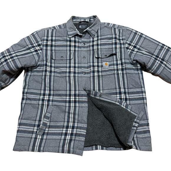 Carhartt Plaid Flannel Sherpa Lined Jacket Relaxed Fit Heavyweight Men Size XXL - Picture 6 of 9